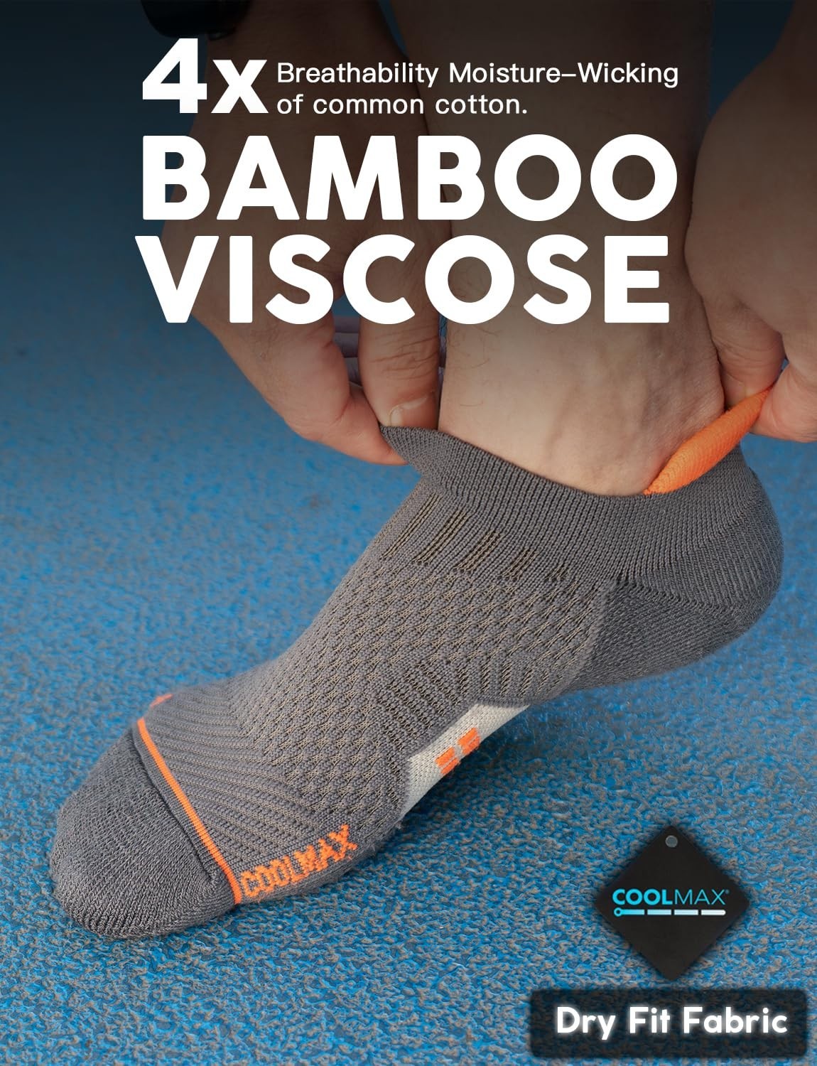 Coolmax Bamboo Viscose Compression No Show Running Socks – Moisture Wicking, Cus