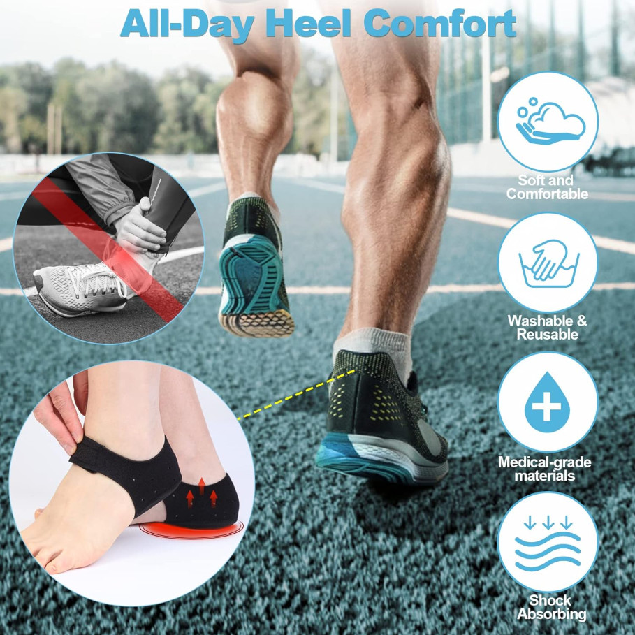 1 Pair Heel Pads Heel Cushion Support Shock Absorbing Adjustable Strap