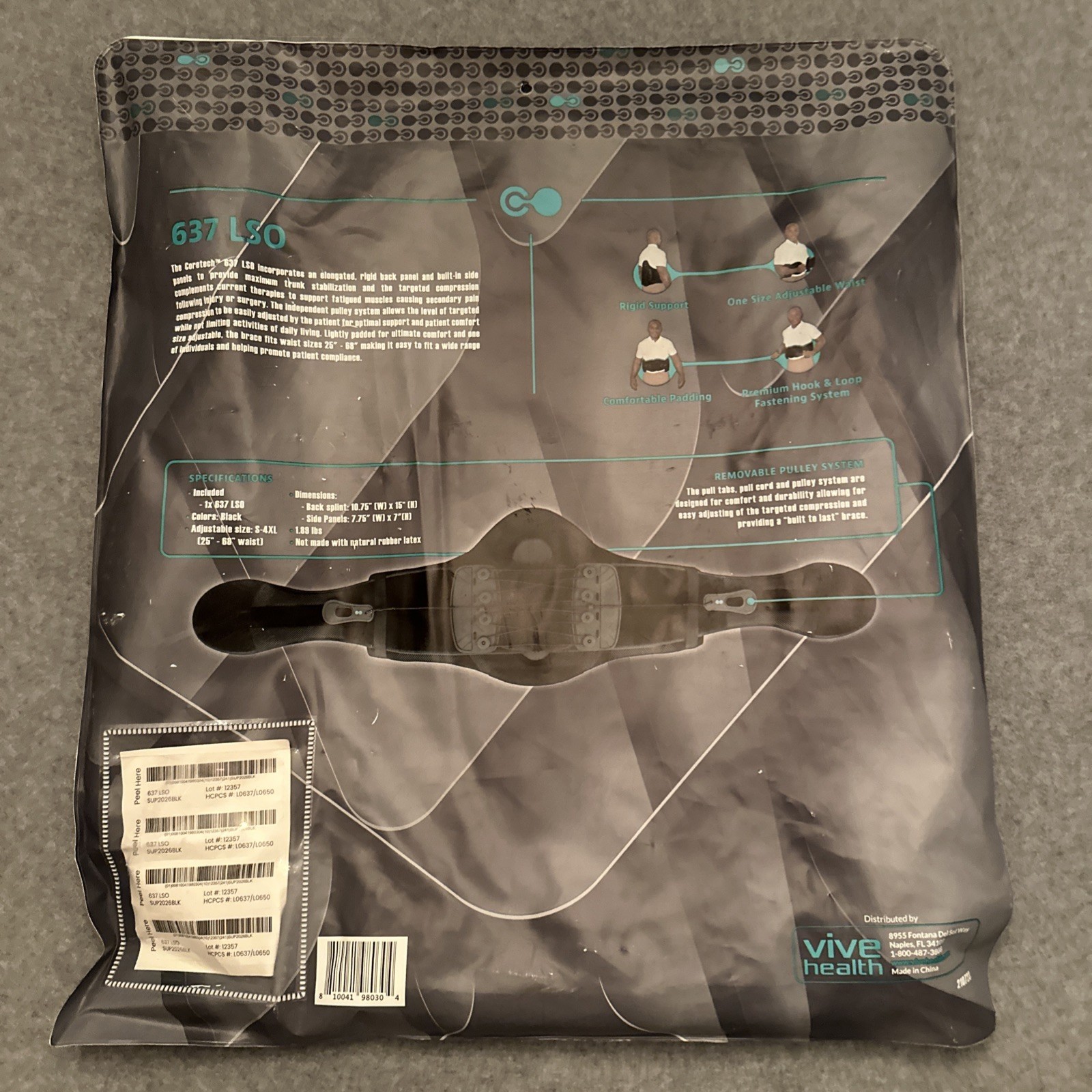 Coretech Back Support & Stabil Brace SUP2026BLK S-4XL 25″-68″ Waist 637 LSO NEW