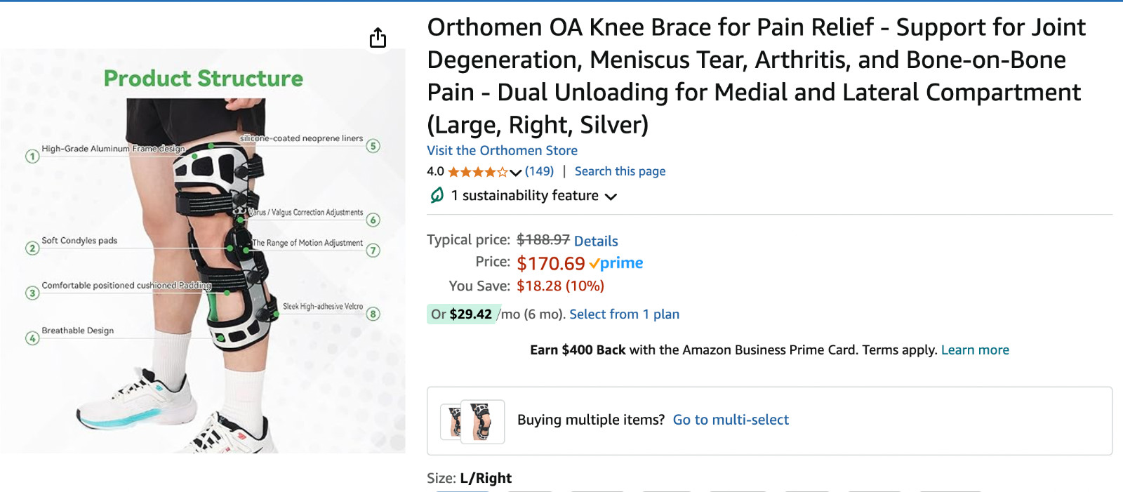 Orthomen OA Knee Brace for Pain Relief – Support for Joint Degeneration, Meniscu