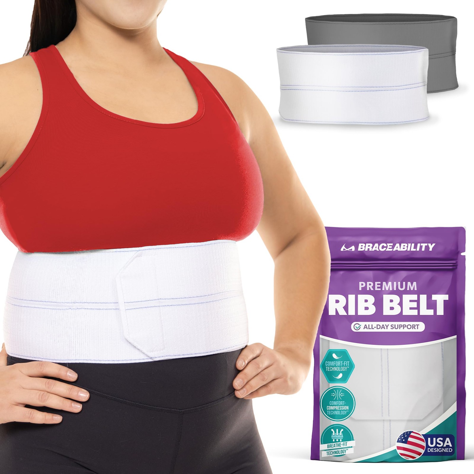 1 PCS White Plus Size Broken Rib Brace Compression Wrap Chest Support Belt