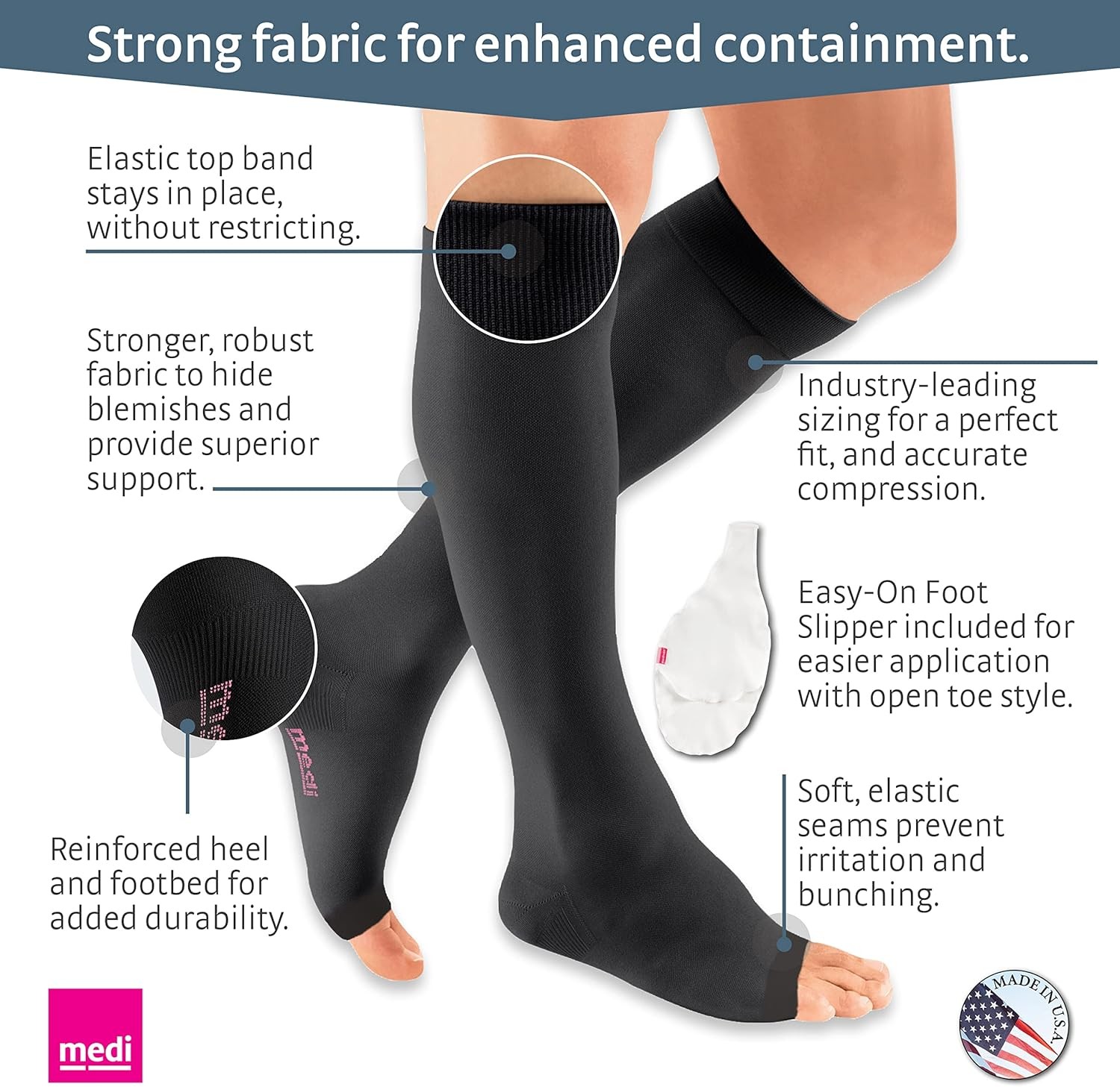 MEDIVEN Plus Open Toe Calf High 20-30mmHg (Black) Size III (3)