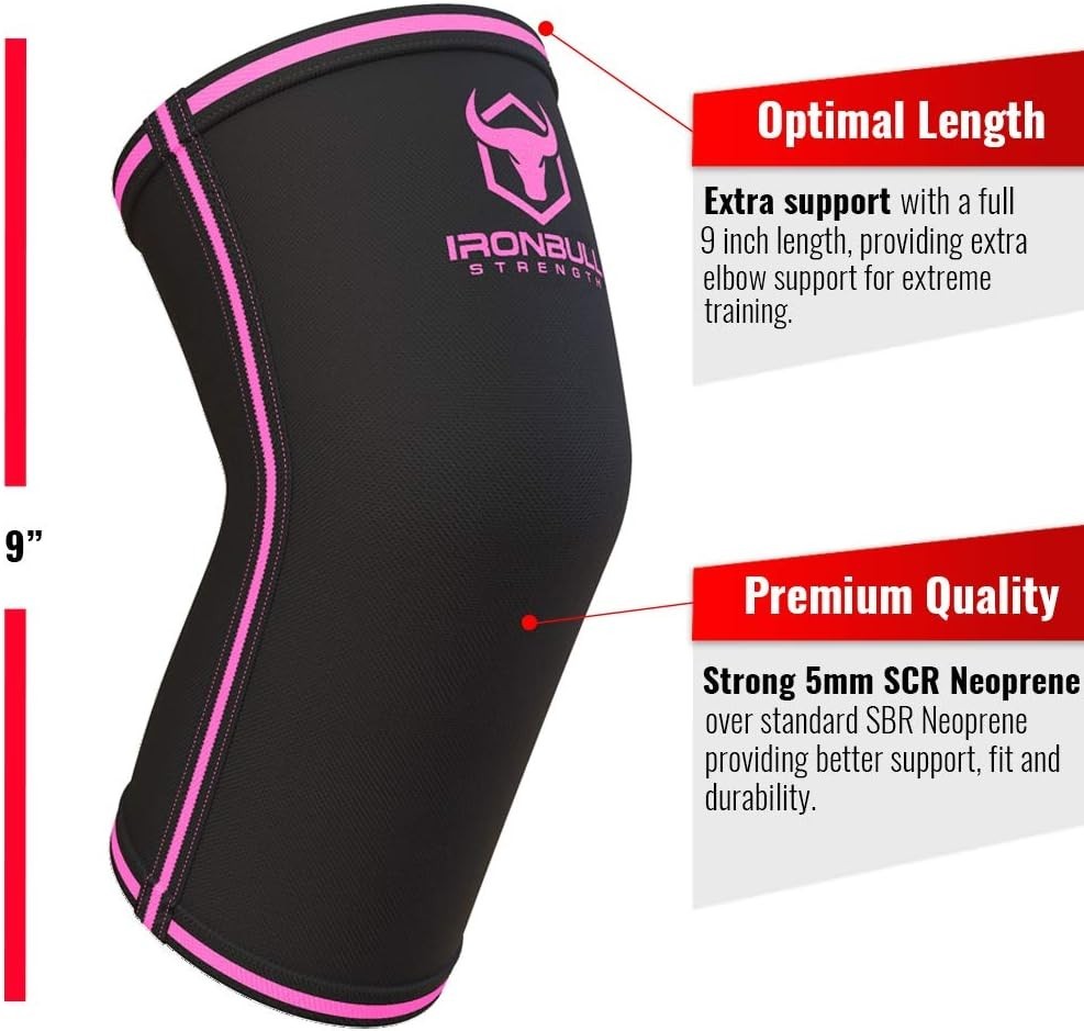 Elbow Compression Sleeves for Men & Women – 5mm Neoprene, Small Size, Black/Pink