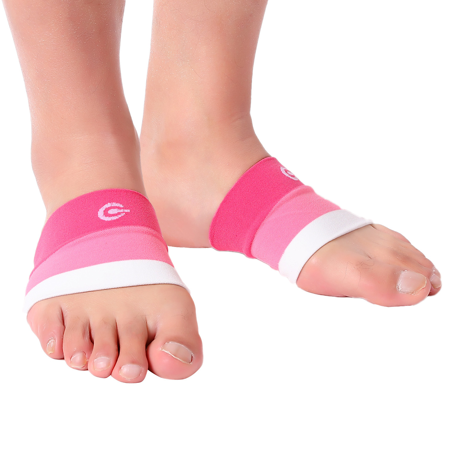 Doc Miller Arch Support Compression Sleeves 1 Pair Plantar Fasciitis PNK/PNK/WHT