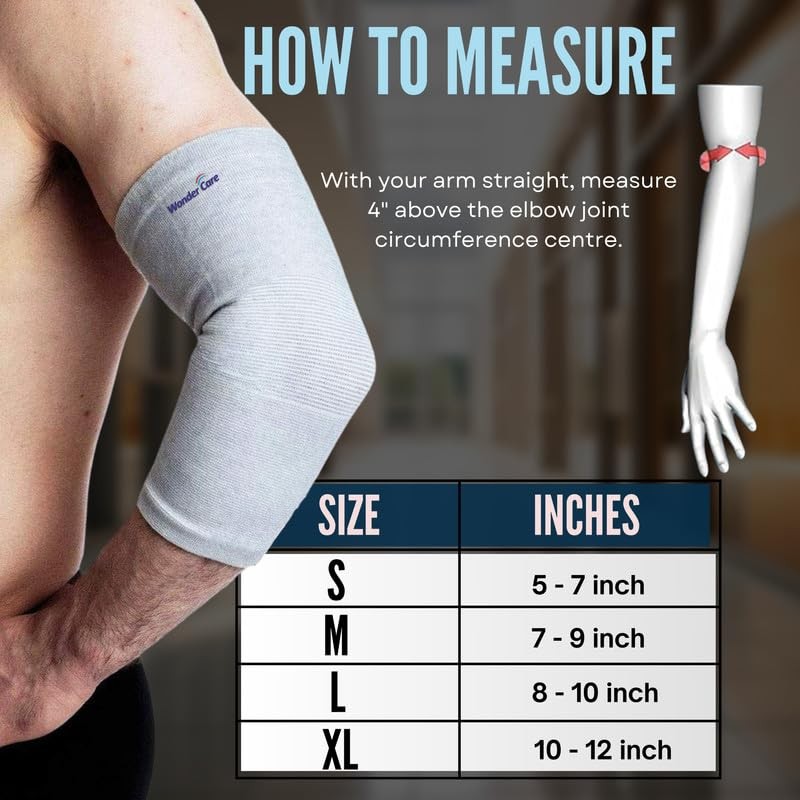 Elbow Sleeve (Pair 1) – Bamboo Charcoal Compression Support Brace (Gray) New