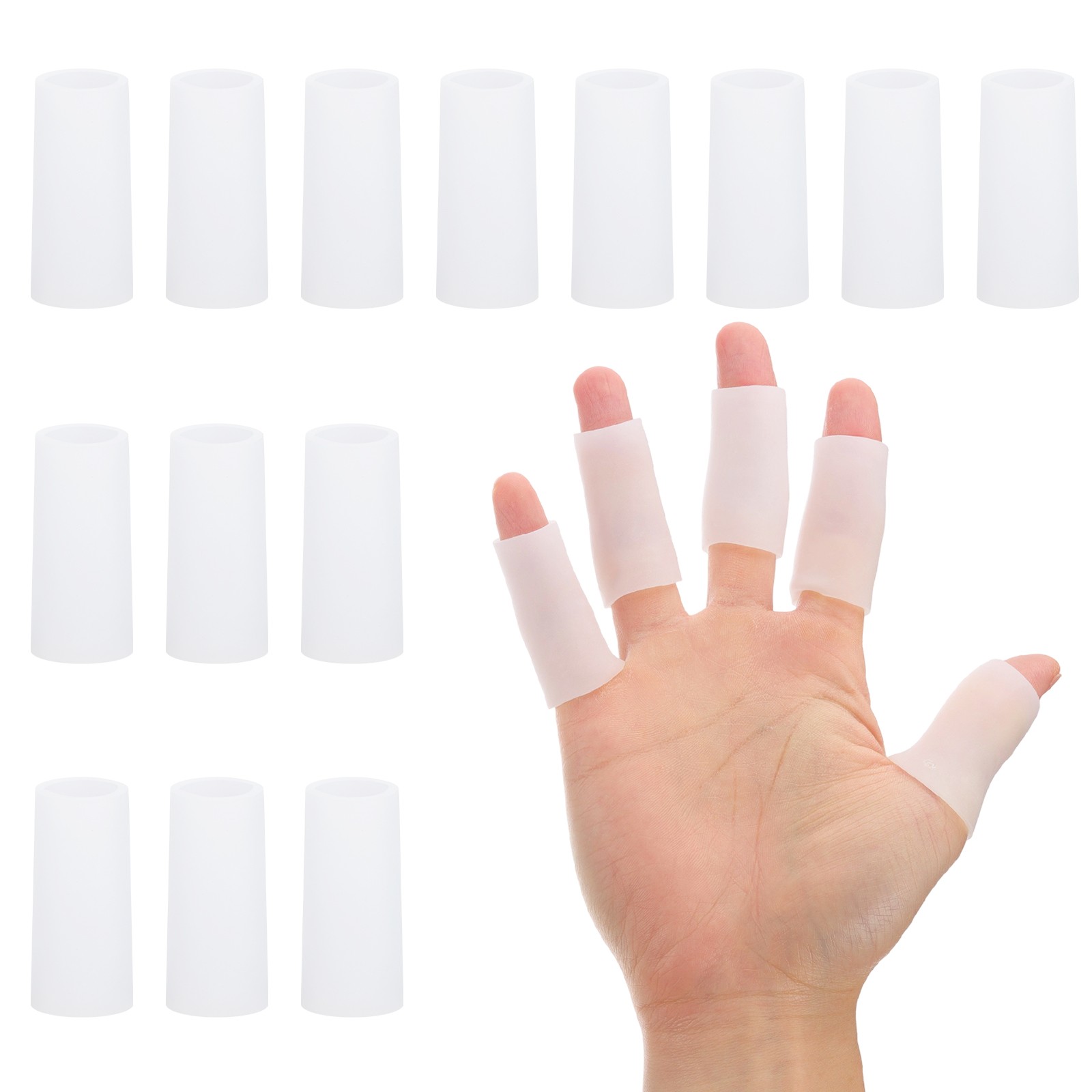14 Pcs 1.6″x0.59″ Gel Finger Cots Silicone Finger Protector Support White