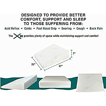 7′ Memory Foam Bed Wedge Pillow, Hypoallergenic Breathable, Washable Bamboo Cove