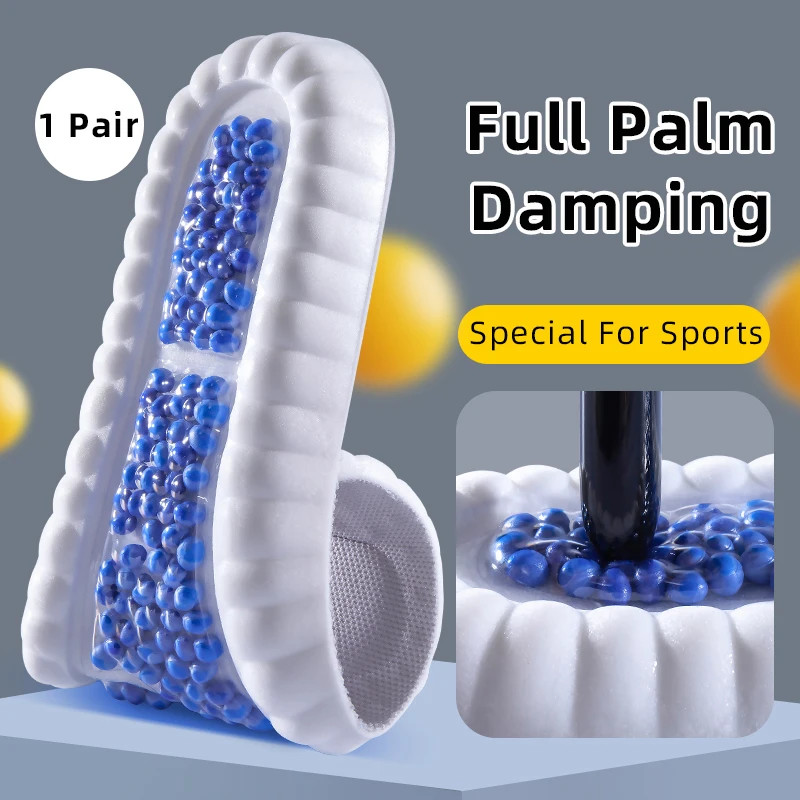New Sport Insoles For Shoes High Elasticity Triple Shock Absorbing Sole Pad PU M
