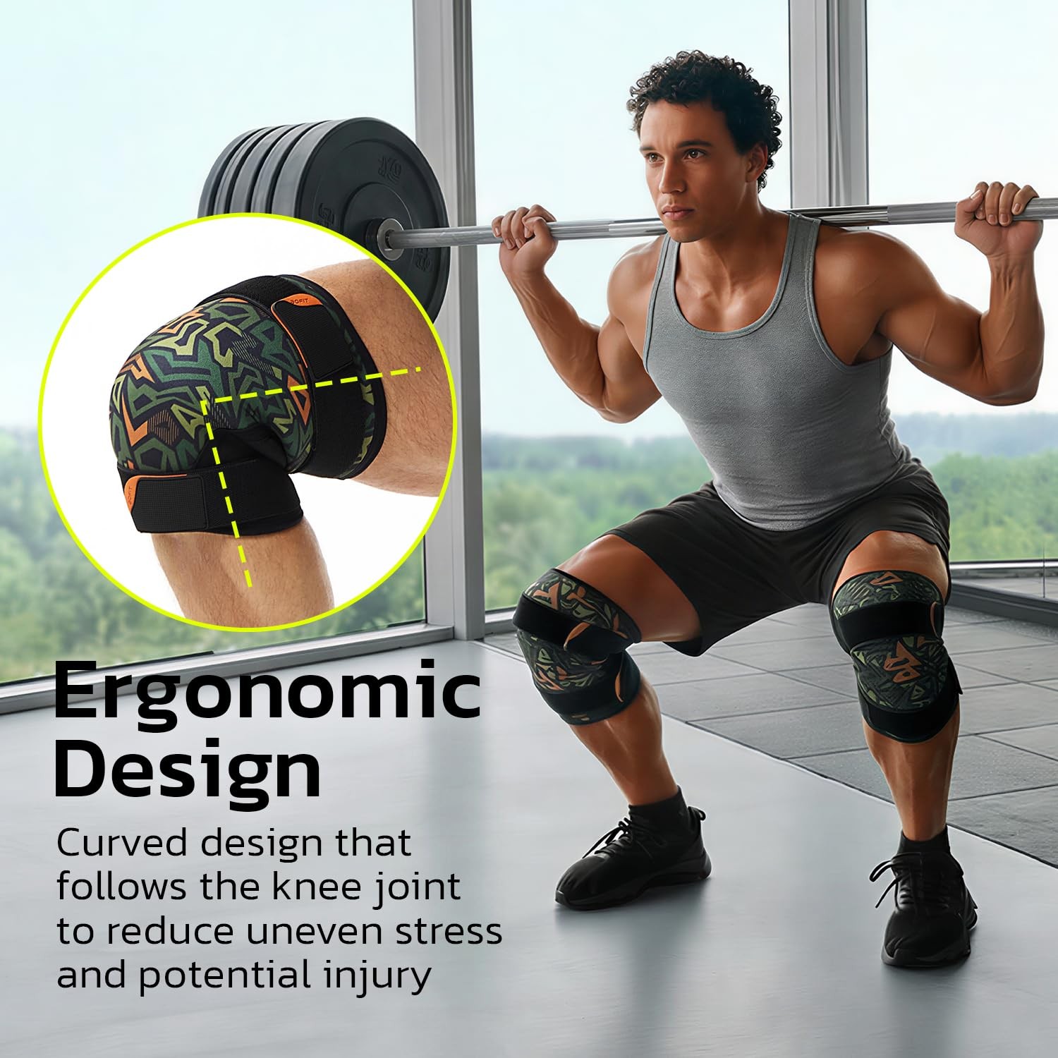 Knee Brace (1 Pair) Adjustable Strap 7mm Neoprene Knee Compression Sleeve Kne…