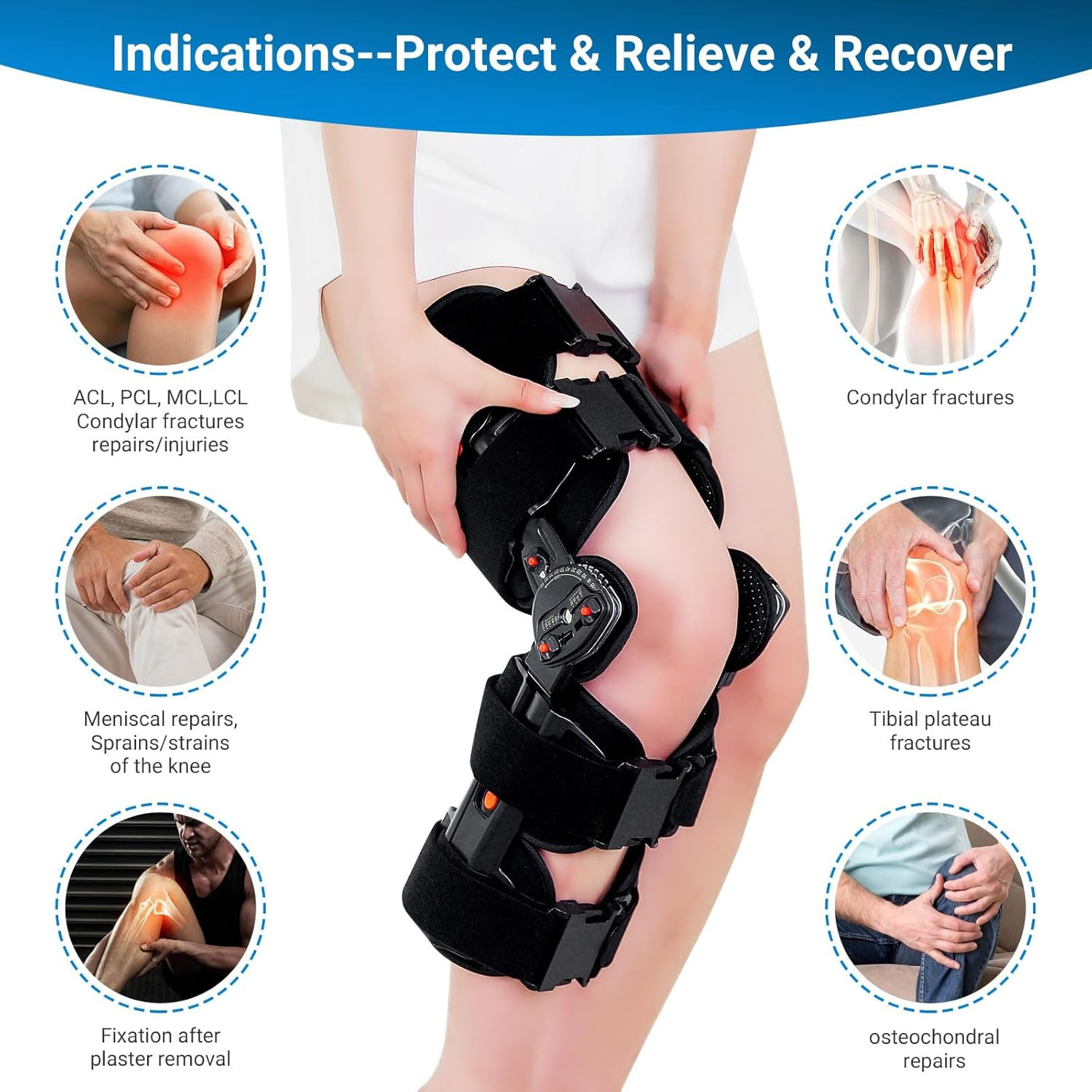 Hinged ROM Post Op Knee Brace,Unloader Knee Brace,Knee Immobilizer Brace,Acl, MC