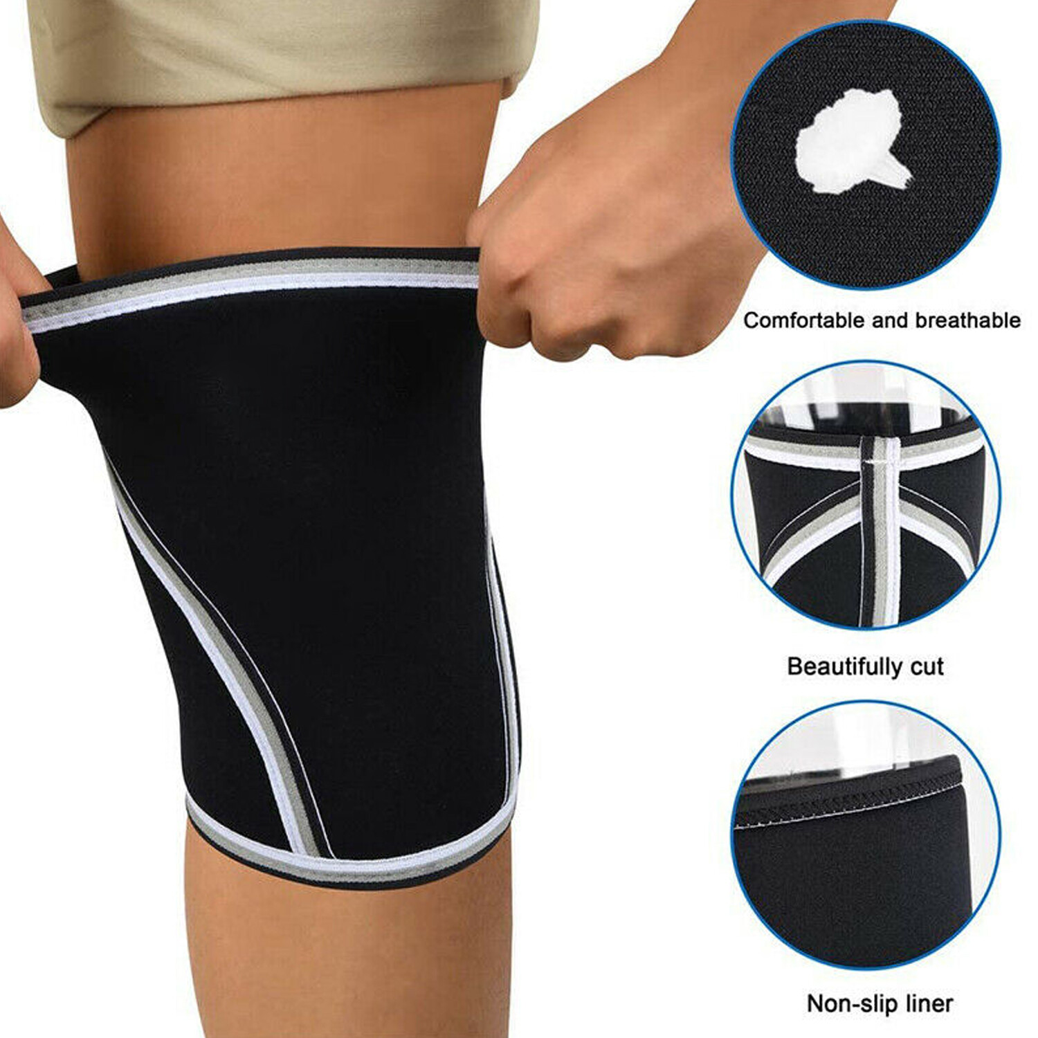 Heavy Duty Knee Support Brace 7mm Sleeves Joint Weightlifting Crossfit Squats US