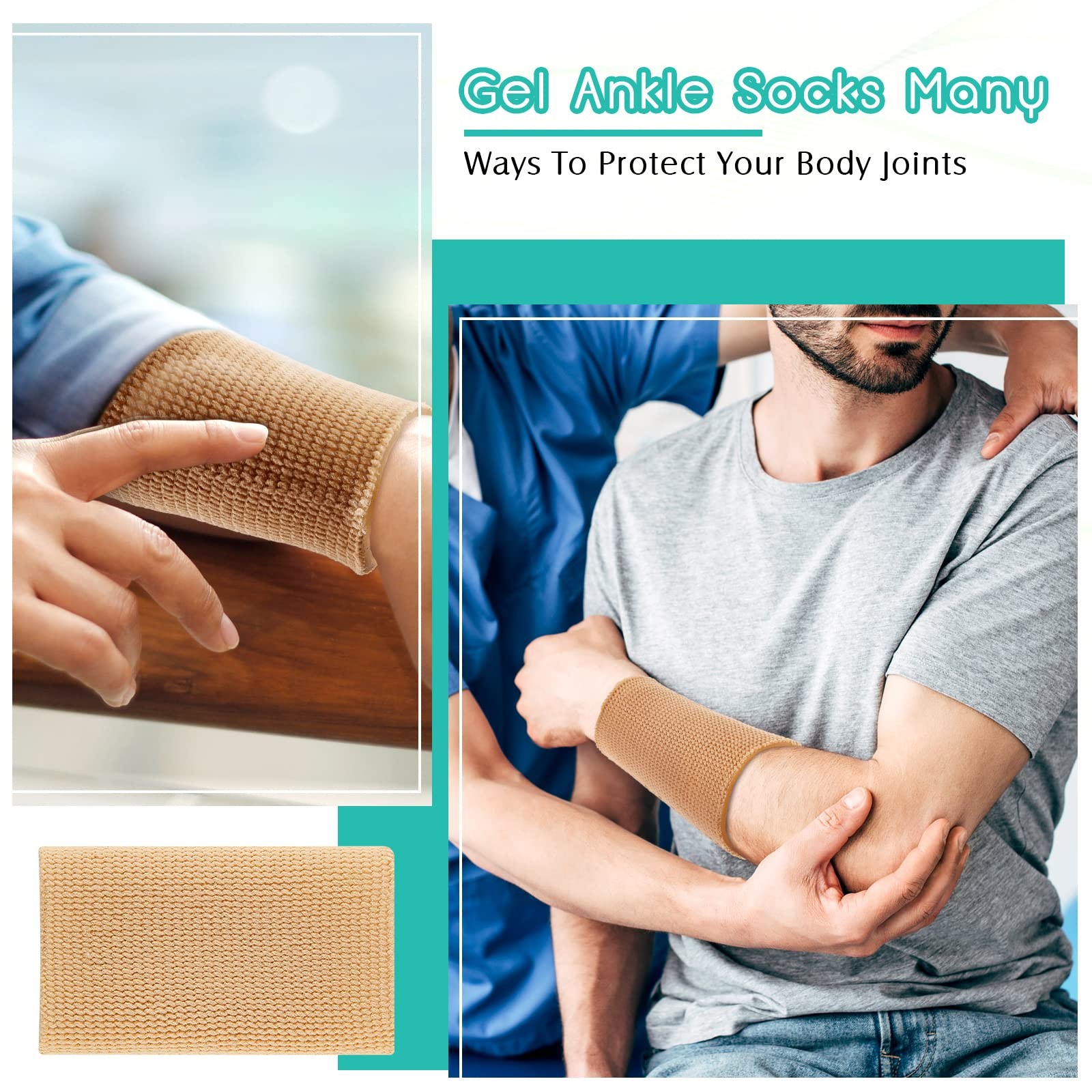 4 PCS Ankle Pads Gel Sleeve Padded Ice Skating Socks Protector Support Round