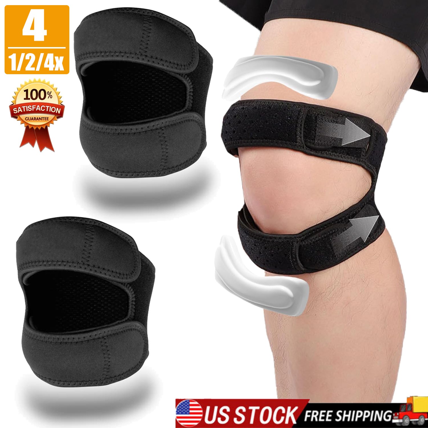 Patellar Tendon Support Strap, Knee Pain Relief Adjustable Neoprene Knee Strap