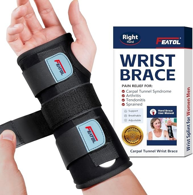 FEATOL Wrist Brace Hand Brace,Carpal Tunnel Wrist Splint Night Support for Women