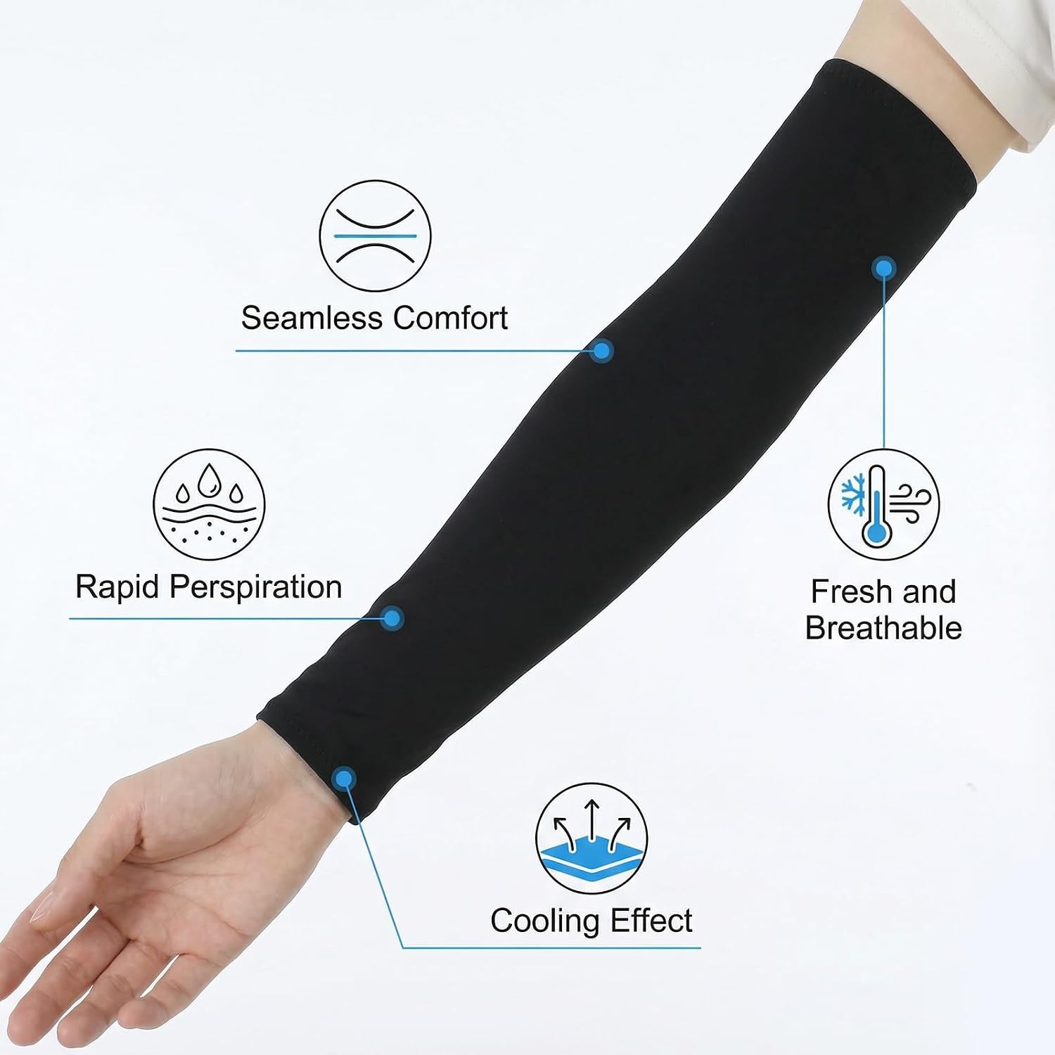 2 Pairs UV Compression Arm Sleeves, Cooling Sun Protection for Sports