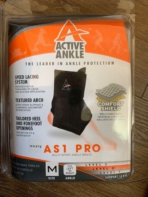 Active Ankle AS1 PRO Brace Medium WHITE * New in box * Ankle Stabilizer 
