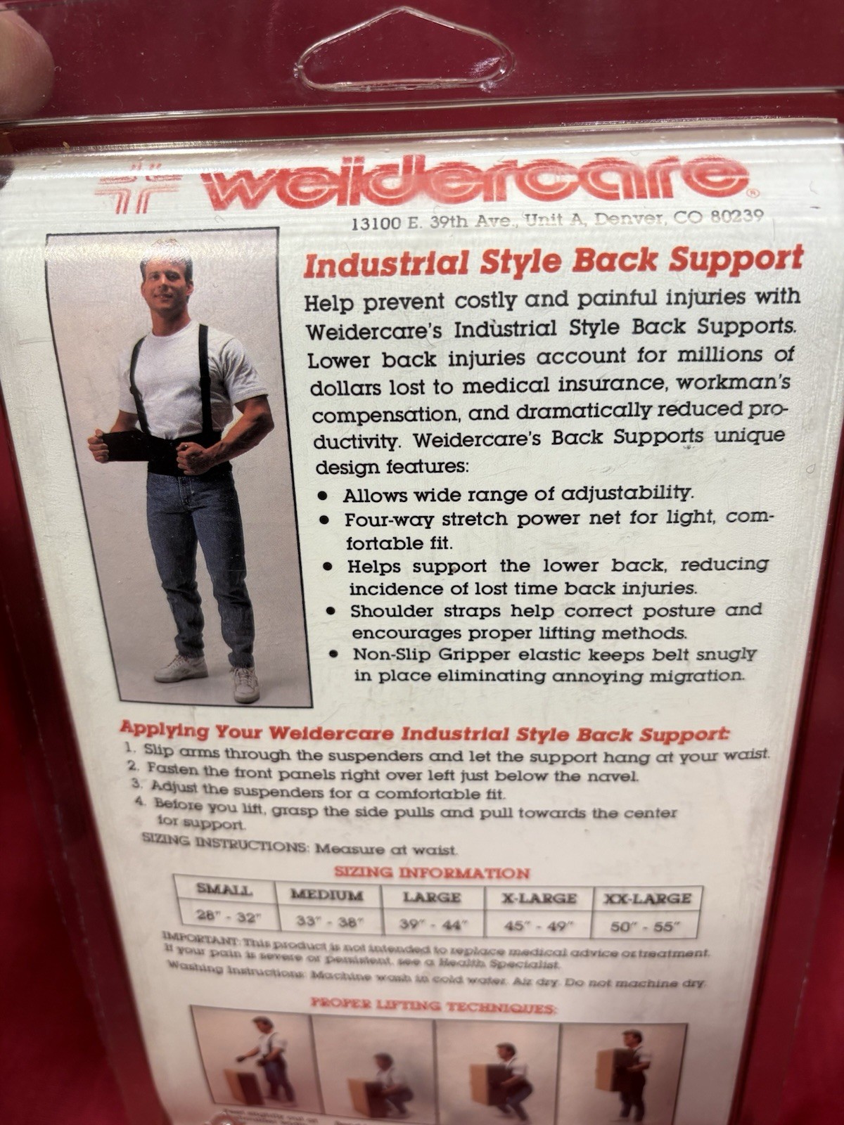 Weider Industrial Style Back Support – Black – Size XL 45-49 Waist