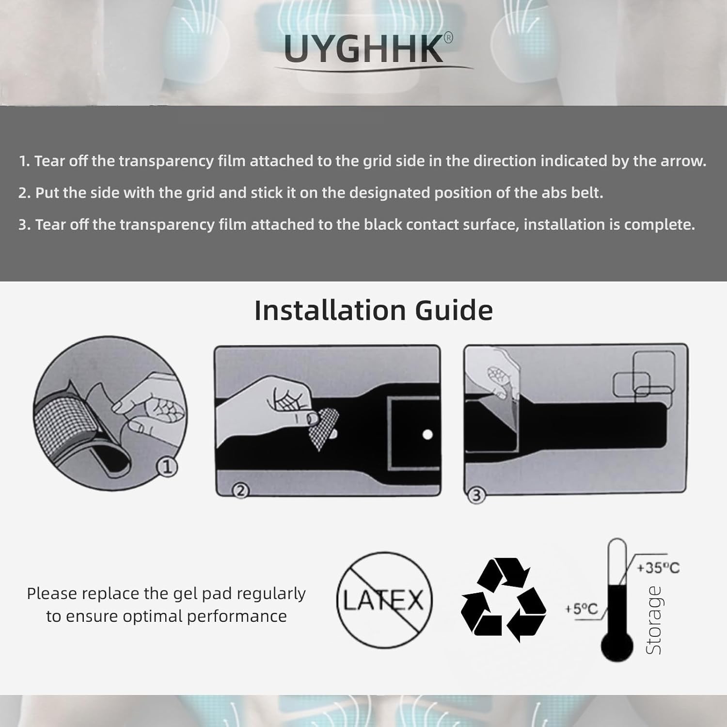 Gel Pads for All Abdominal Belts, Replacement Gel Sheet for Abdominal Toning Sys