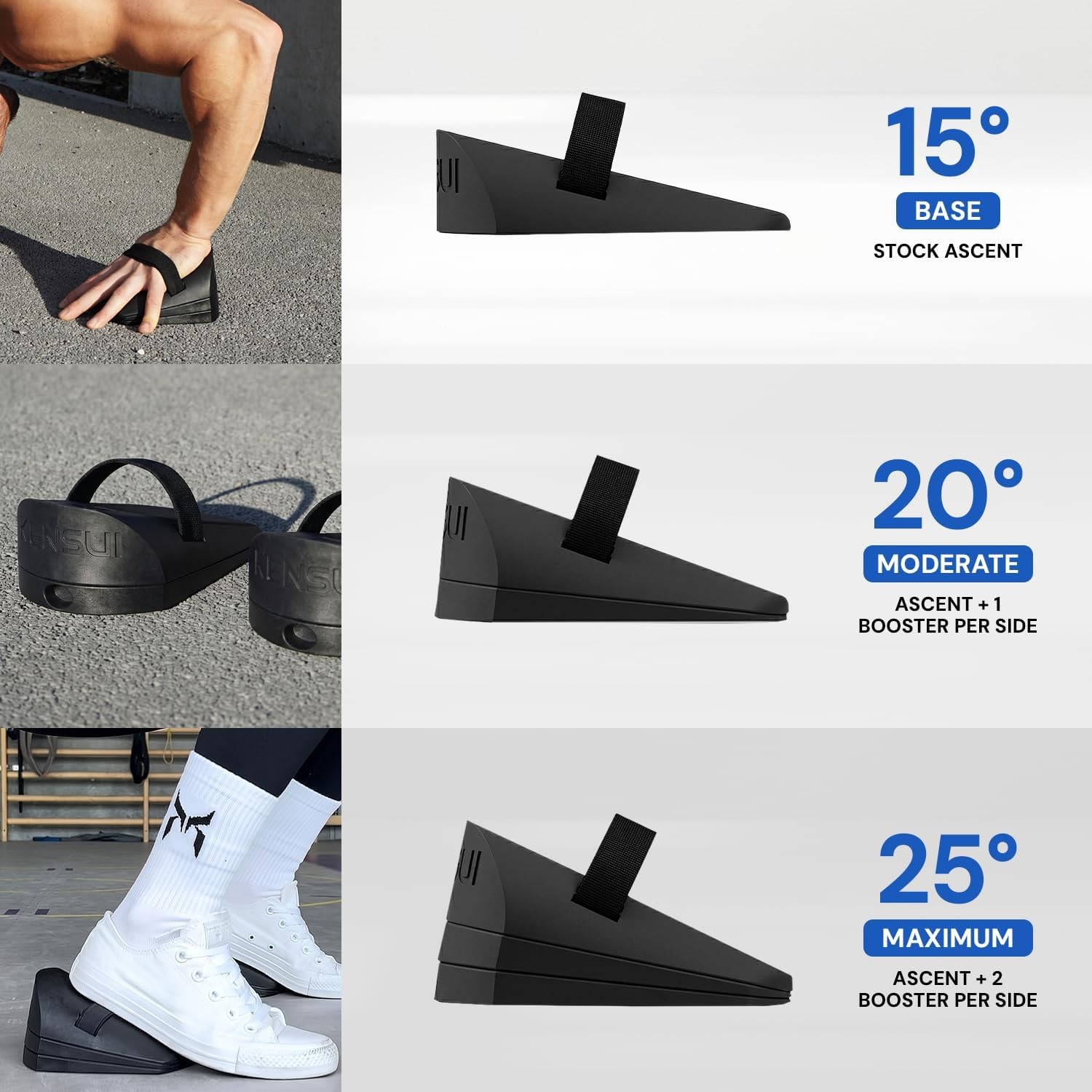 ASCENT – Push Up Wedges for Wrist Support & Heel Elevated Squats | 15° angled