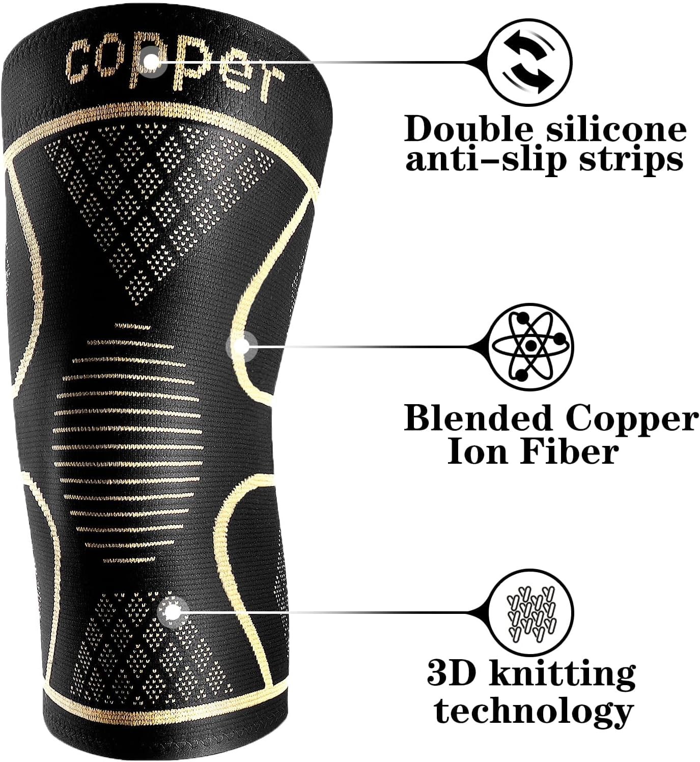 Docbraces Copper Knee Braces for Pain Women and Men (2 Pack), X-Large