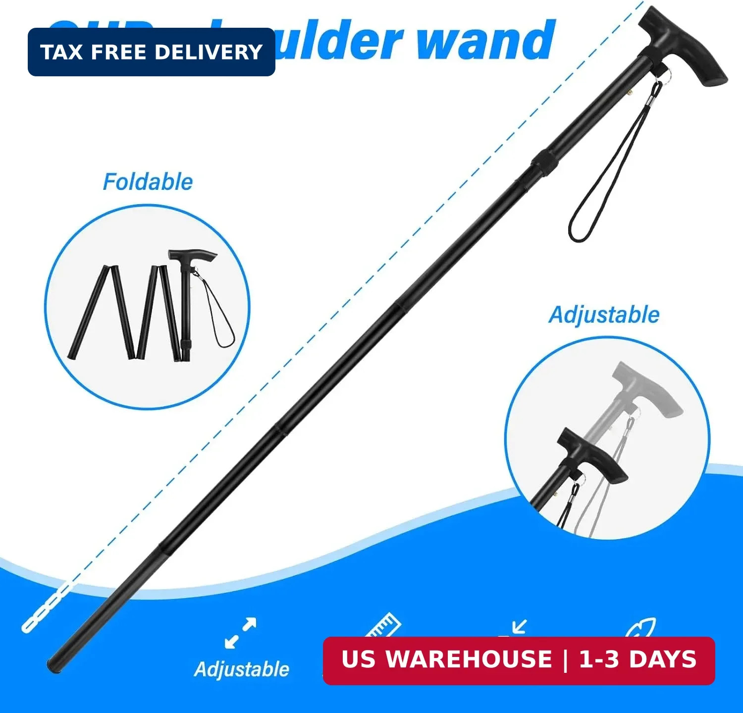 Foldable Shoulder Wand for Physical Therapy & Rotator Cuff Rehab – Lightweight,