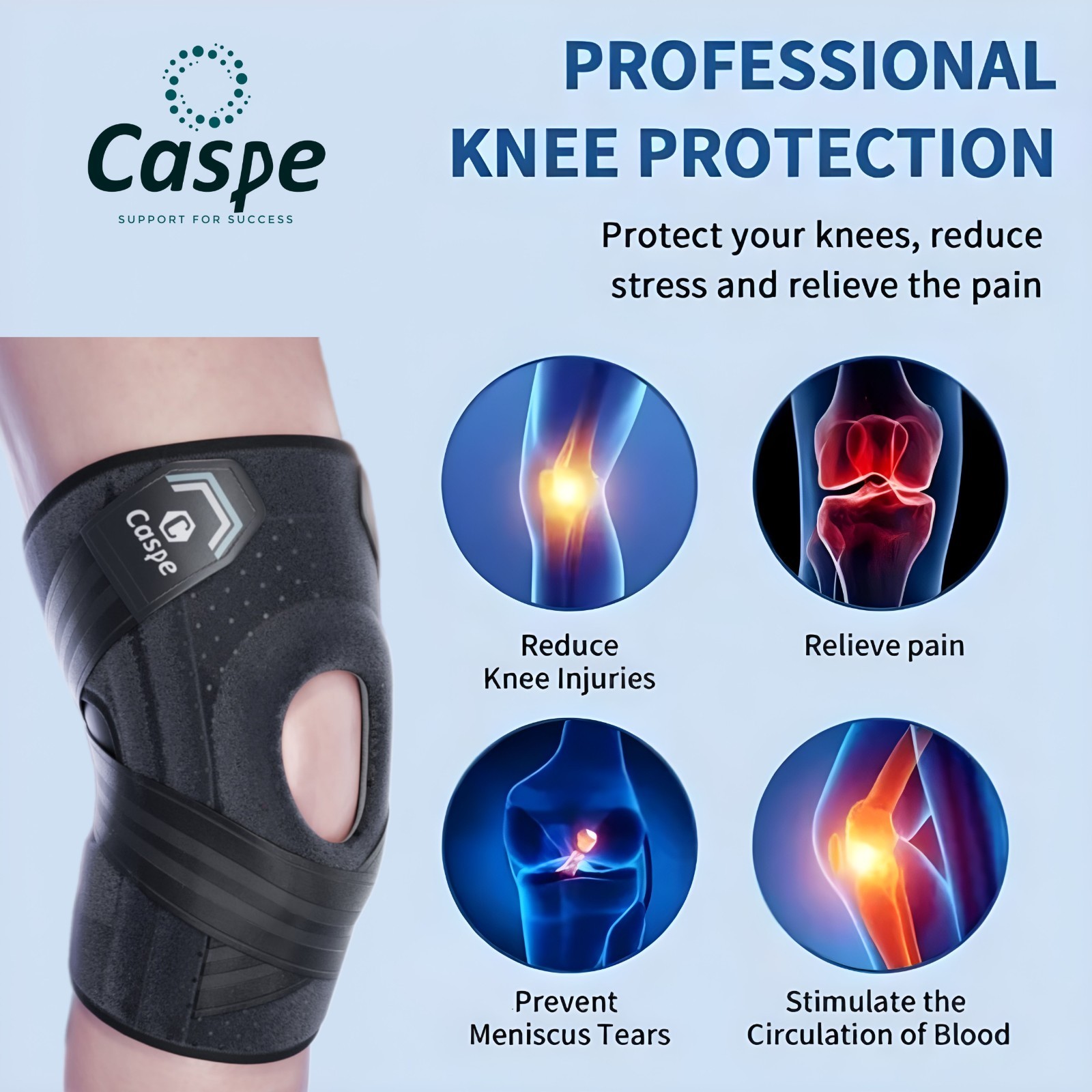 Knee Brace Compression Sleeve Joint Support Open Patella Stabilizer Wrap Sports