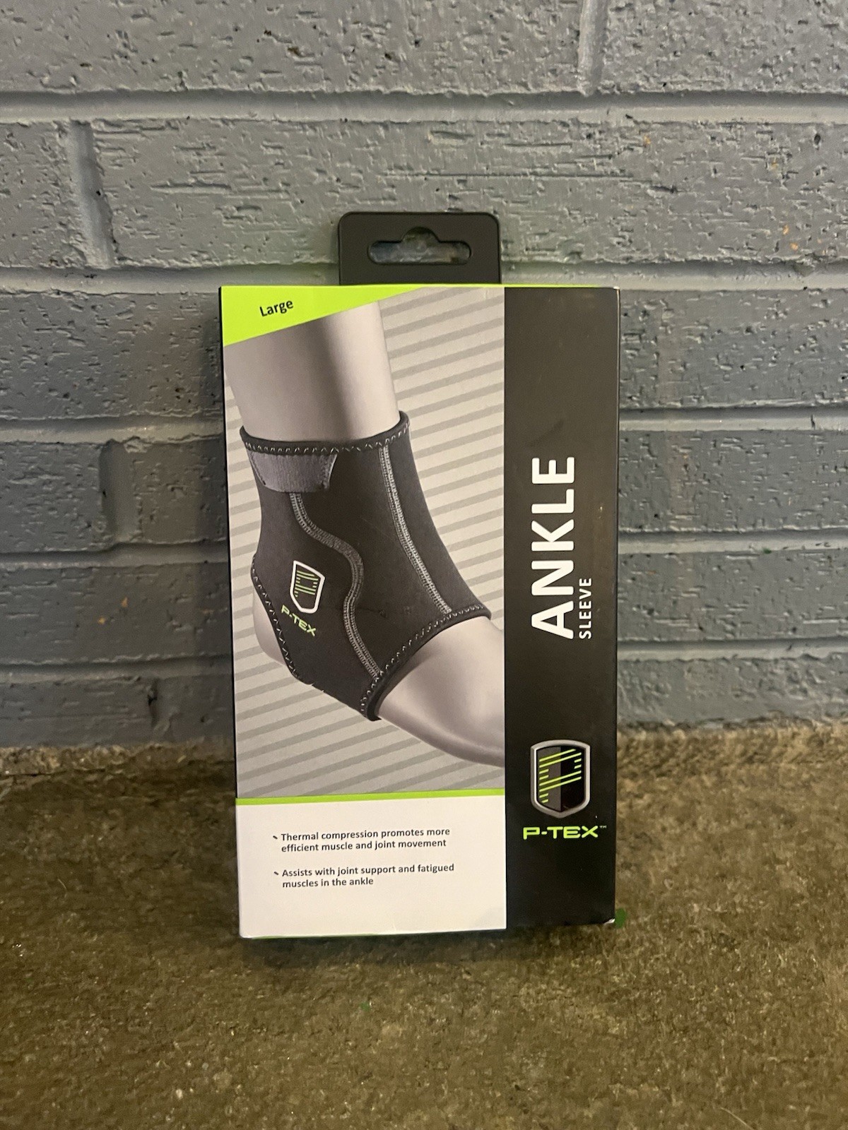 P-TEX Ankle Sleeve Large Adult Compression Support Thermal New Kinetic Black