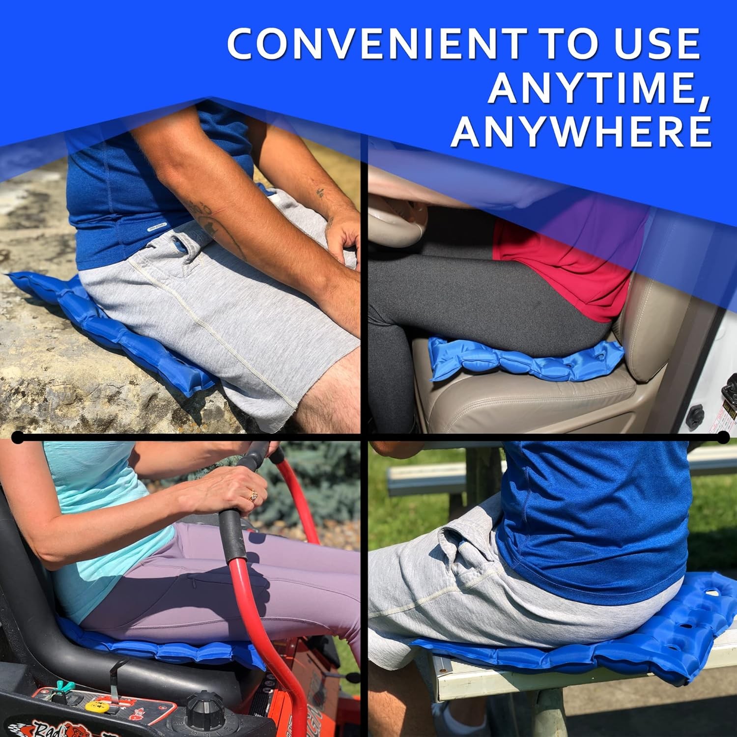 Inflatable Seat Cushion – Travel for One Size Fits All, Blue