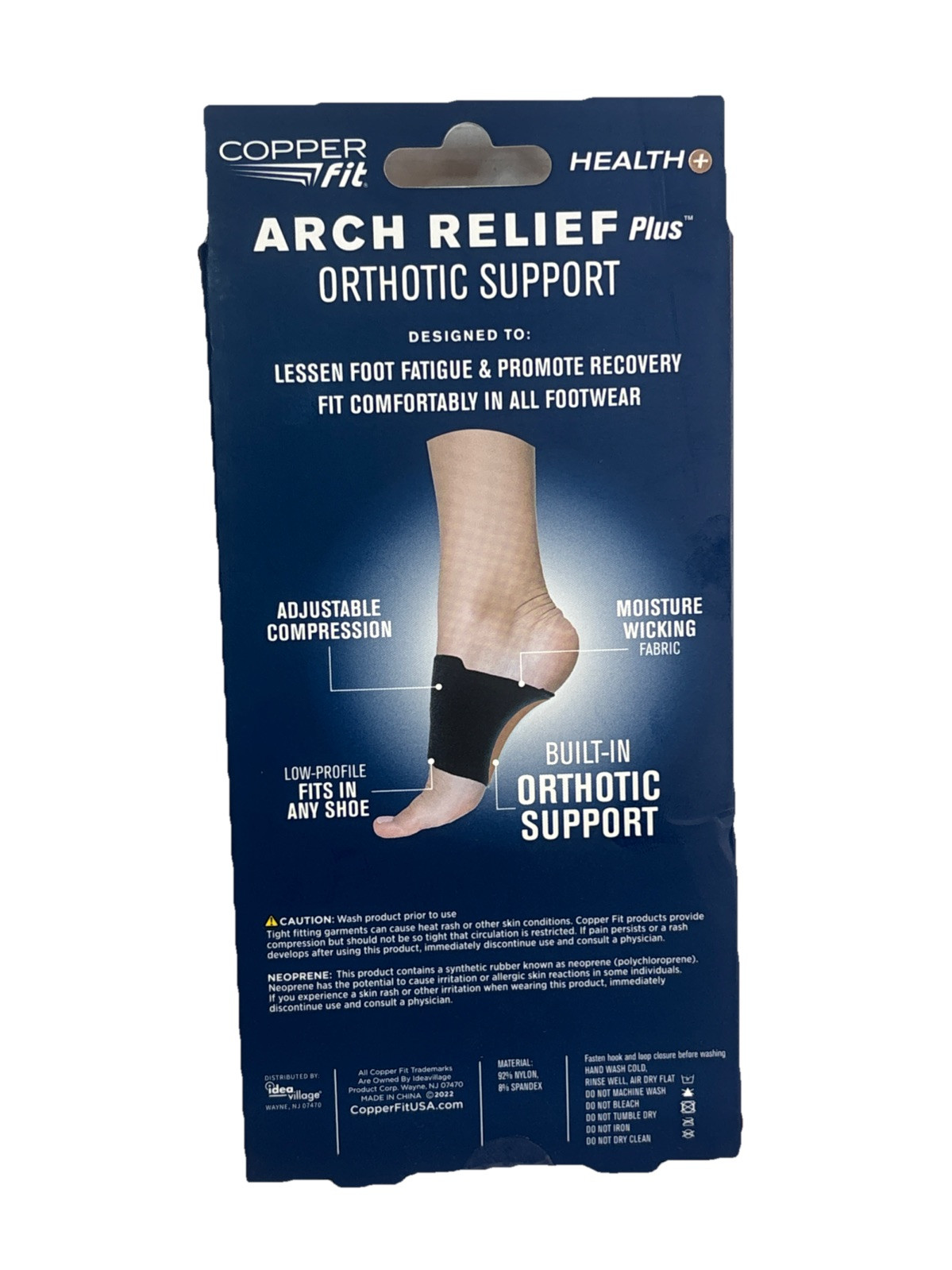 Copper Fit Health Unisex Arch Relief Plus with Built-In Orthotic Support – Black