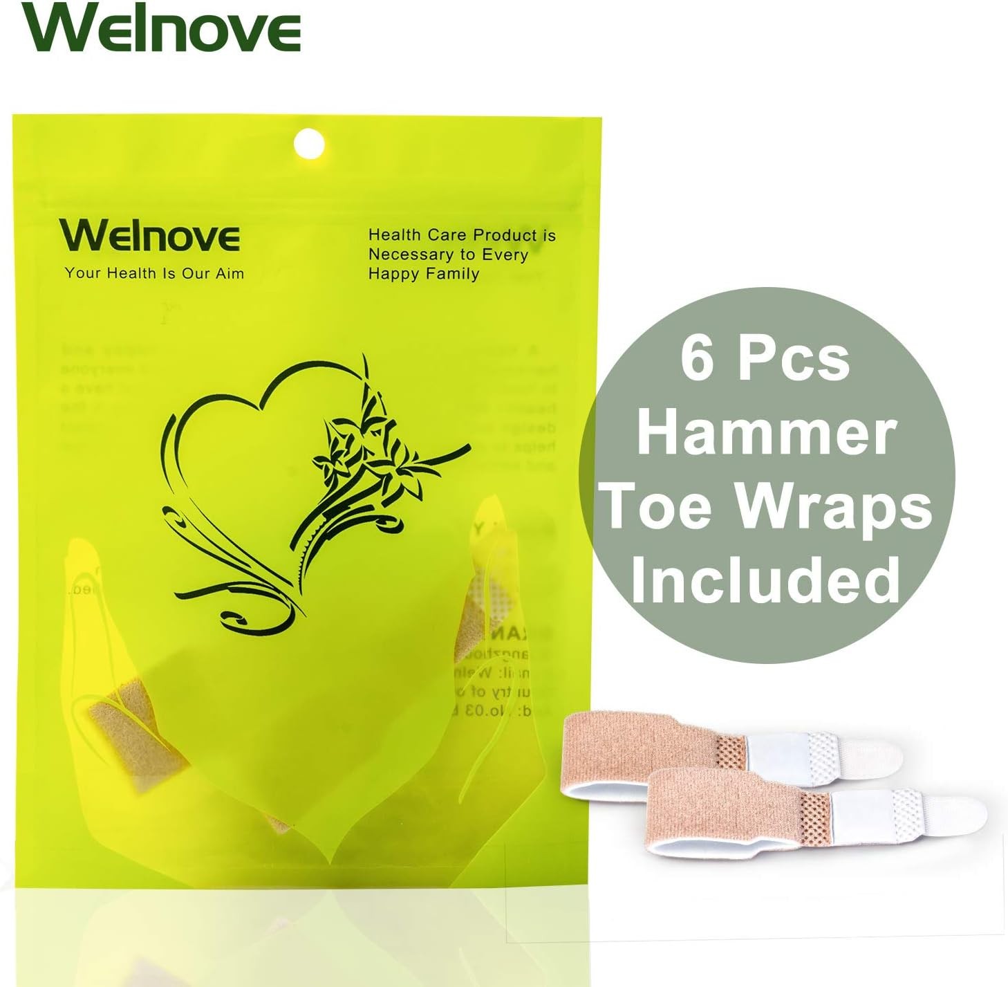 Welnove 6Pcs Hammer Toe Straightener, Splints, 6 Count (Pack of 1)