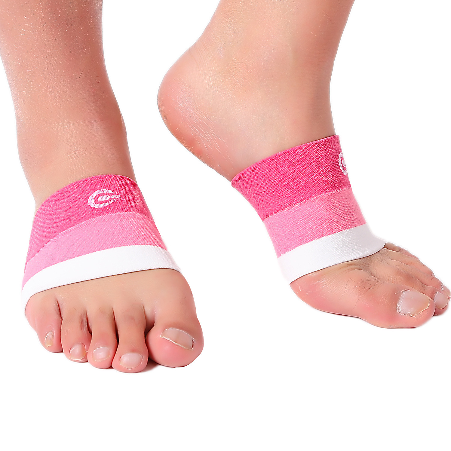Doc Miller Arch Support Compression Sleeves 1 Pair Plantar Fasciitis PNK/PNK/WHT