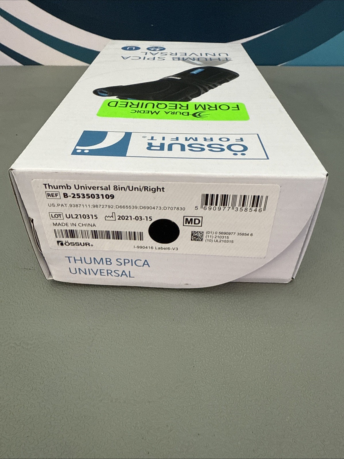 Ossur Form Fit Thumb Spica Brace Universal – Right. New Open Box