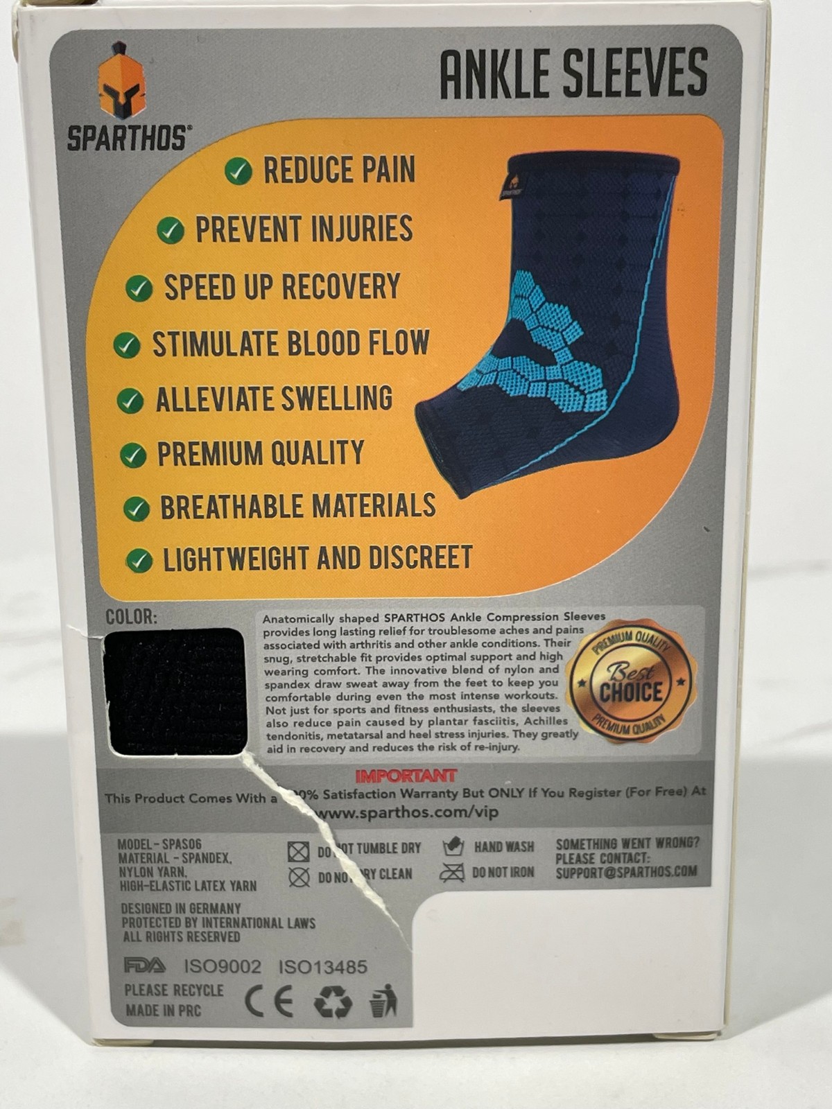 Sparthos Ankle Sleeves (Pair) – Plantar Fasciitis Ankle Brace Size Small Black