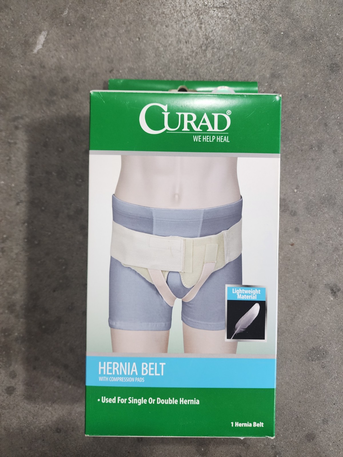 Curad Hernia Belts w/Compression Pads Weakened Muscles Support White Medium 1Pck