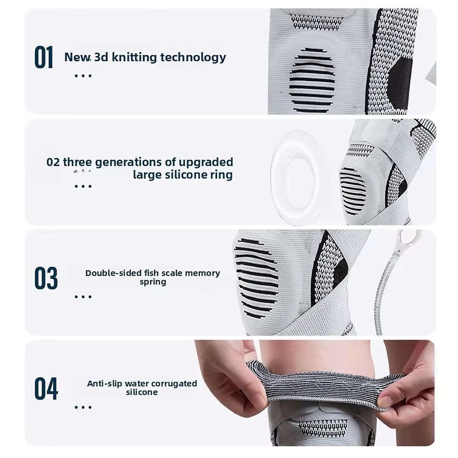 Knee Brace Compression Sleeve Support Silicone Patella Gel Pad Joint Pain Relief