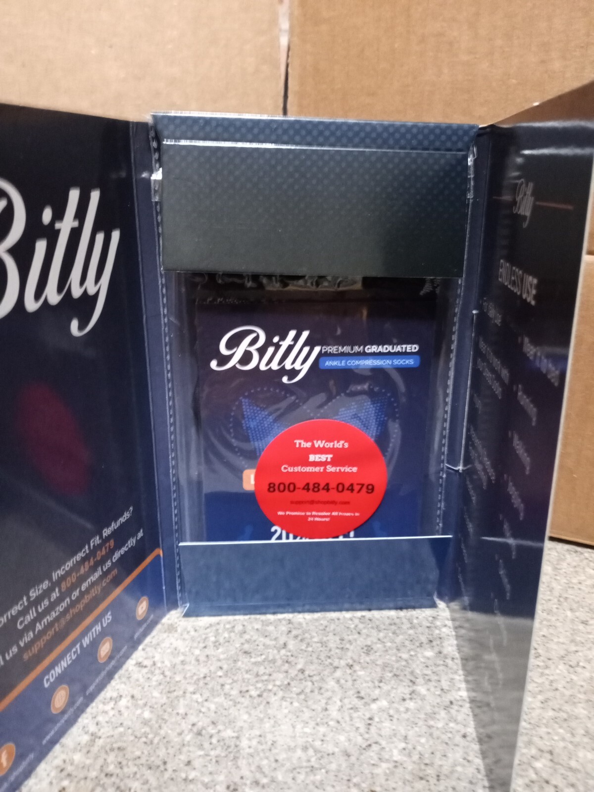 Bitly Gray Plantar Fasciitis Ankle Compression Socks-Large Premium Graduated-NIB