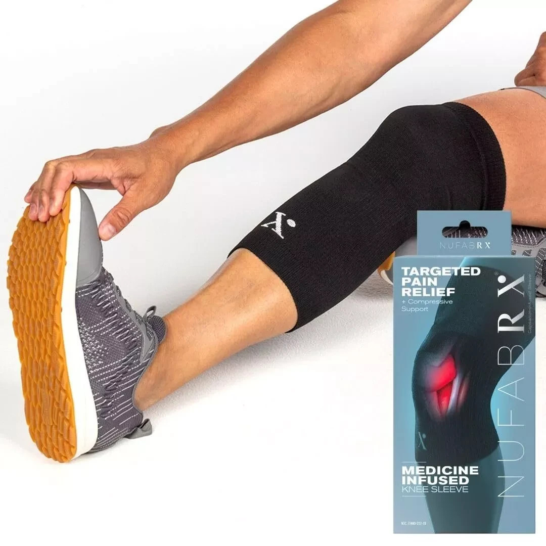 NUFABRX Men Women L/XL Pain Relieving Knee Compression Sleeve Arthritis Tendonis