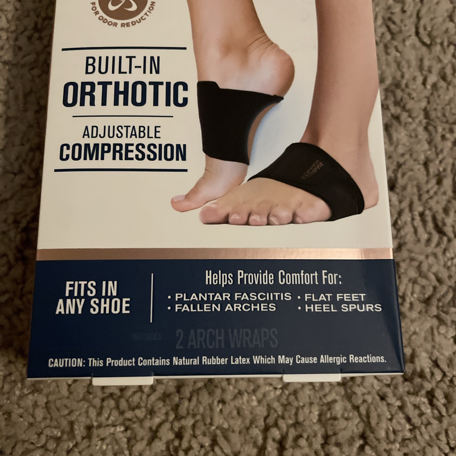 1 Copper Fit Health Unisex Arch Relief Plus Built-In Orthotic Support Black