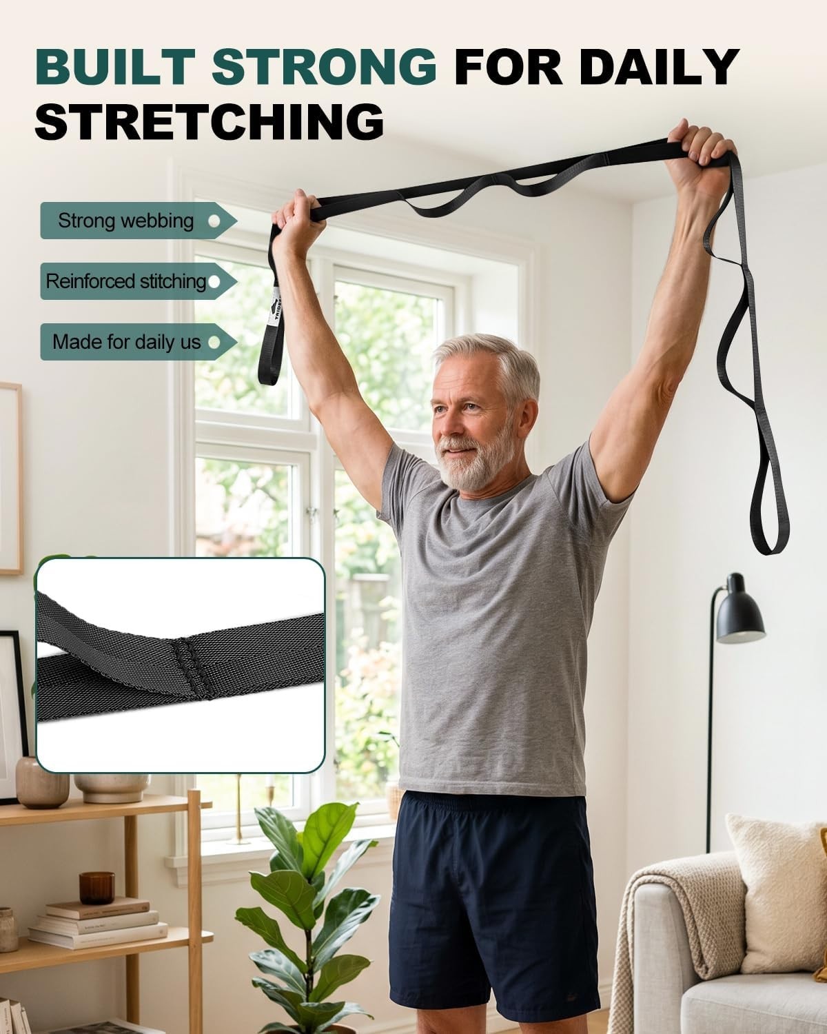 Versatile Non-Stretch Yoga Strap for Physical Therapy and Muscle Relief