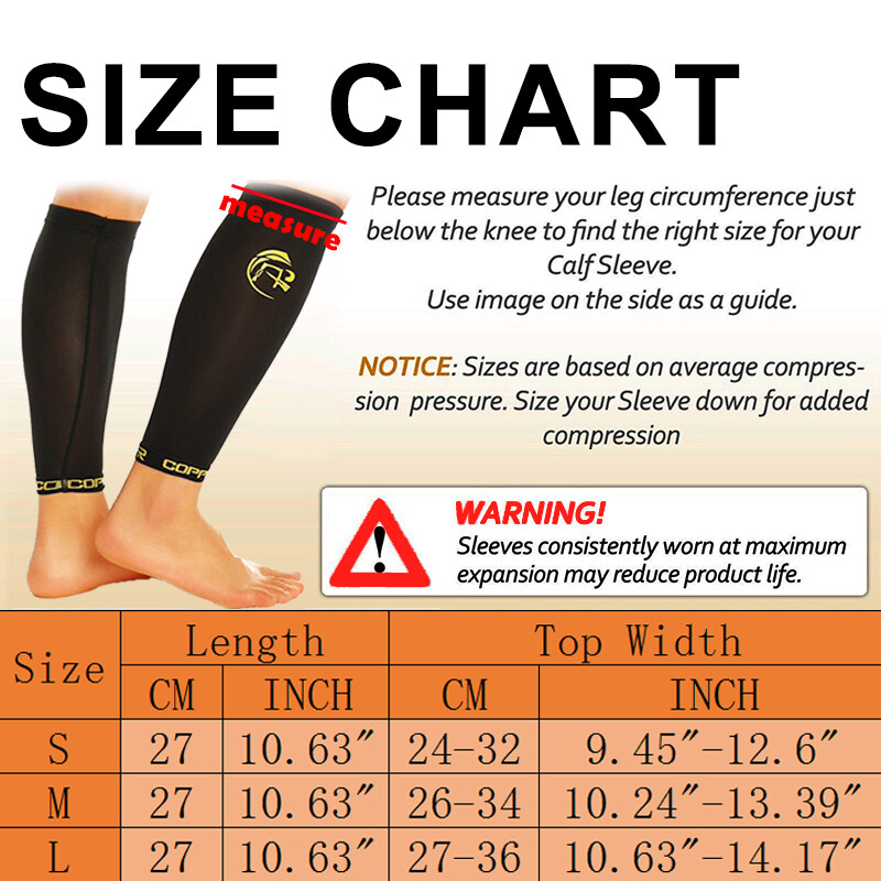 1 Pair Copper Sport Compression Calf Sleeve Running Leg Support Brace Shin US