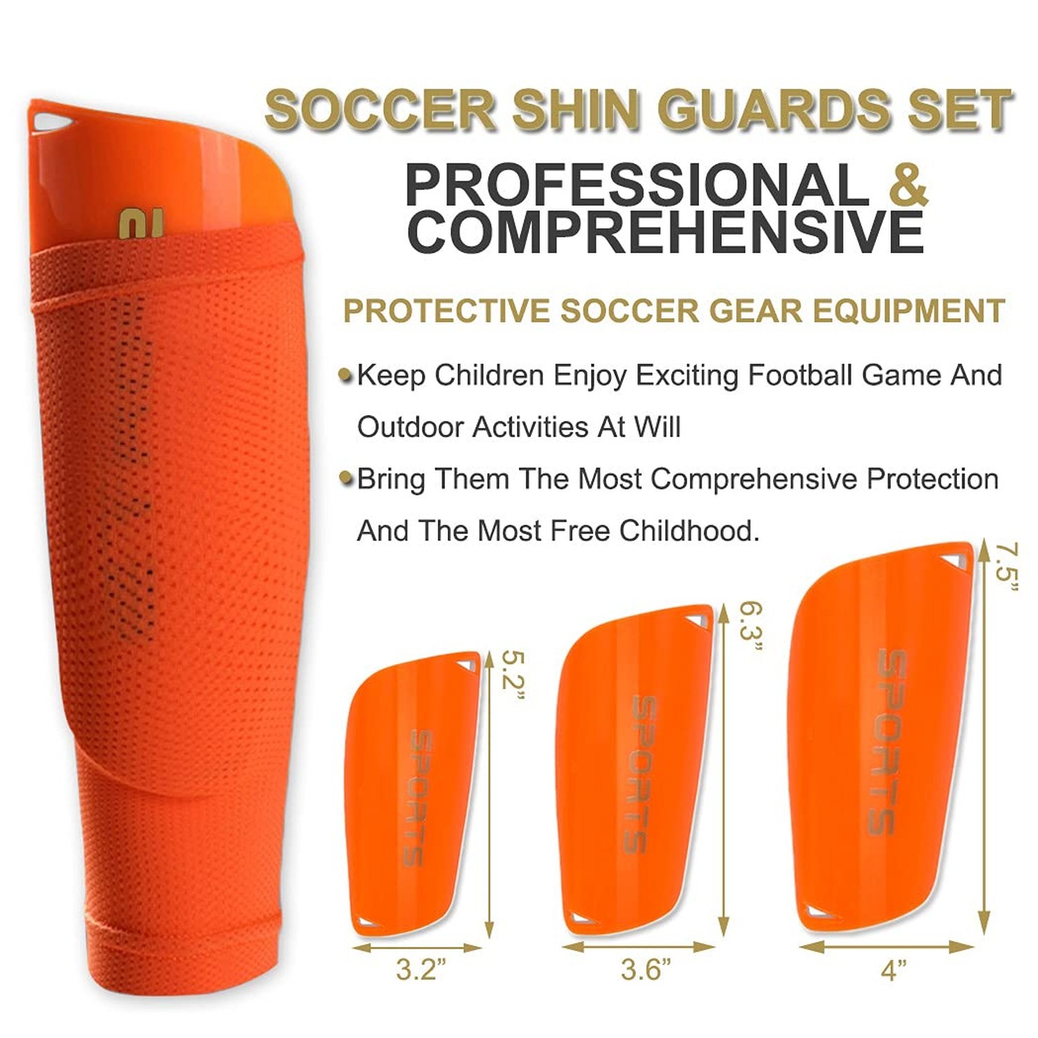 Youth Soccer Shin Guards for Kids Child with Sleeves Soccer Shin Pads and Shi…