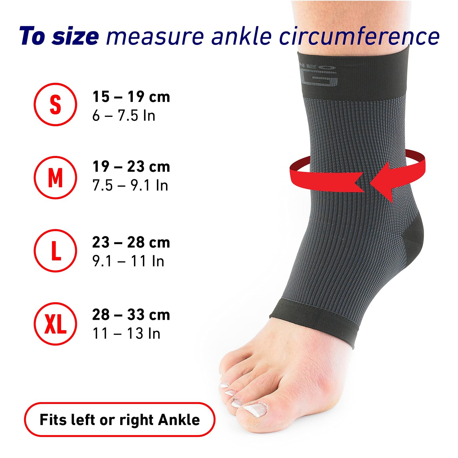 Airflow Ankle Compression Sleeve Brace Tendonitis Support Joint Pain XL Black