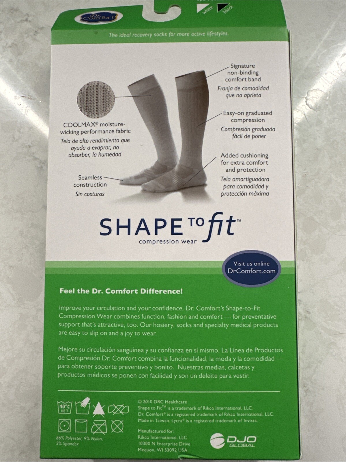 Dr Comfort 15-20 mmHg Compression Knee Socks Support Fit Coolmax Small Black