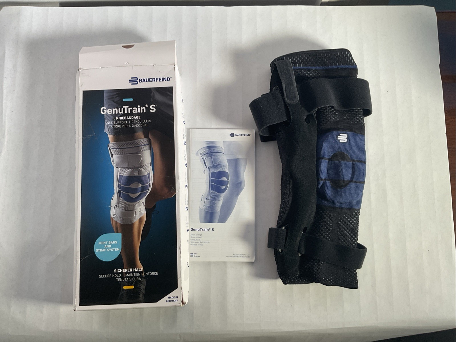 Bauerfeind GenuTrain S Knee Brace, Size 1, Left, Black
