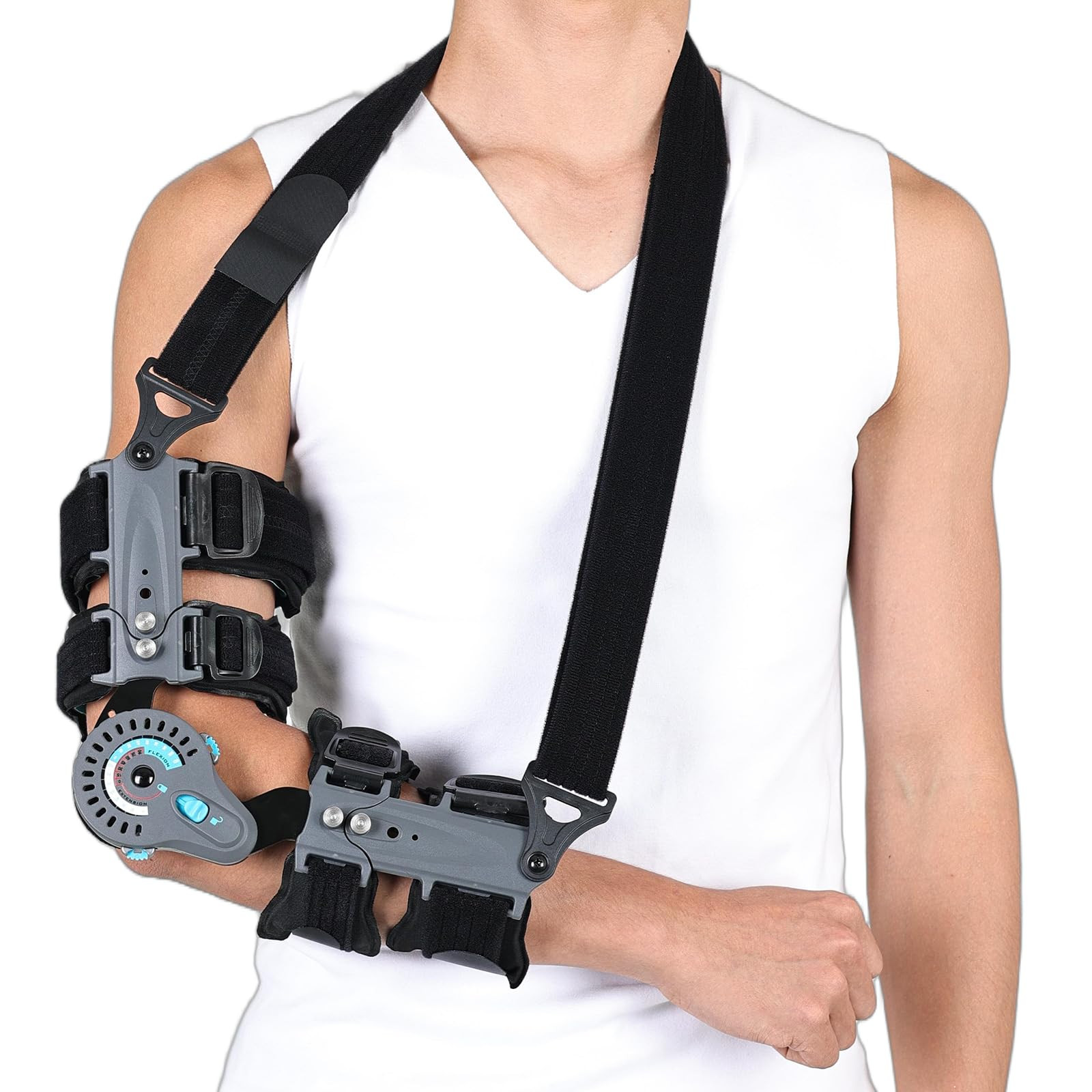 Elbow Brace Hinge Adjustable Post OP ROM with Sling LEFT, KOMZER Open Box