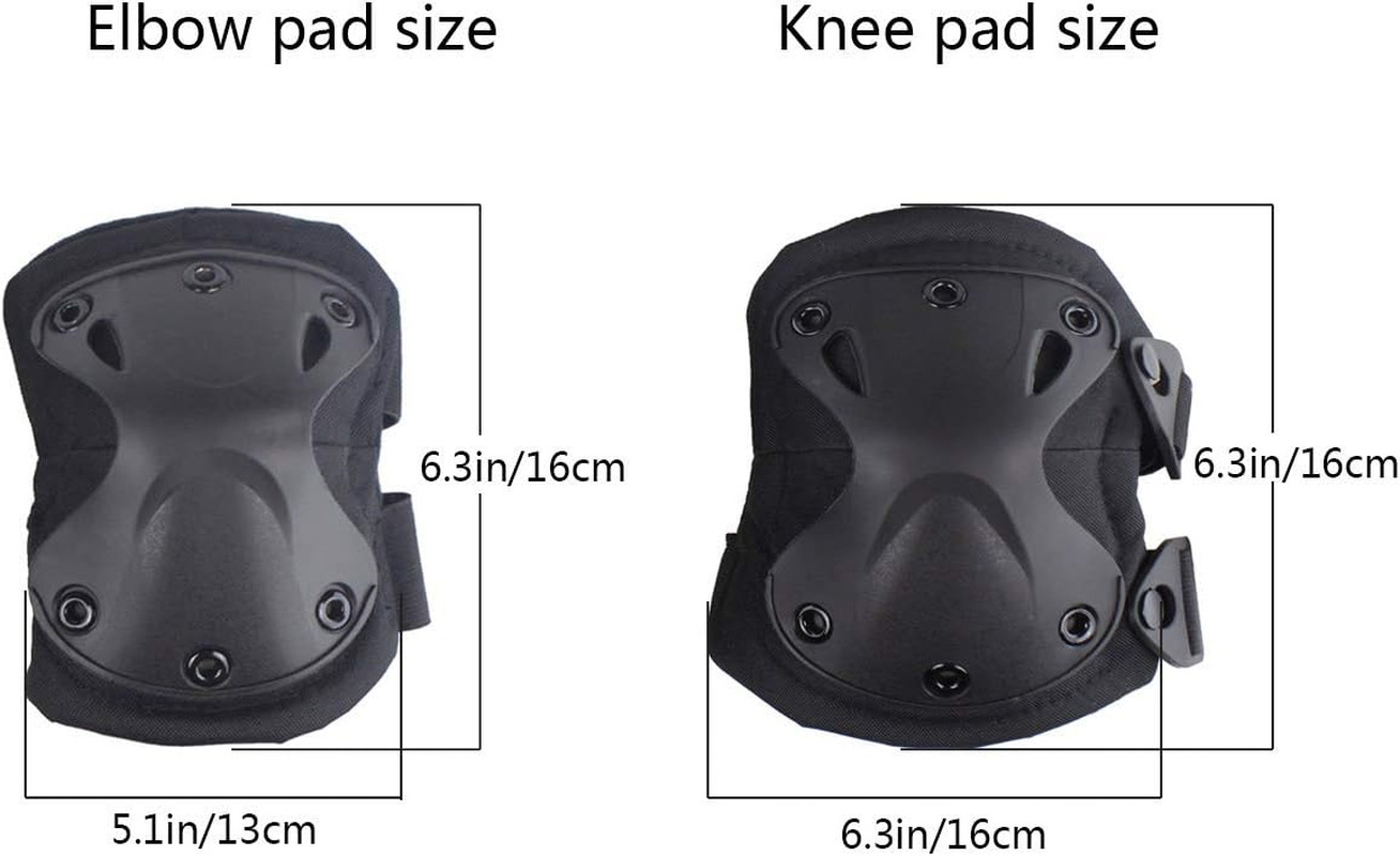 Combat Knee & Elbow Protective Pads Set for Outdoor CS Paintball Game Cycling Sa