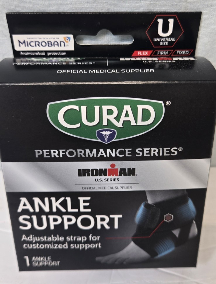 Curad Adjustable Wrap-Around Ankle Support with Open Heel Universal Size