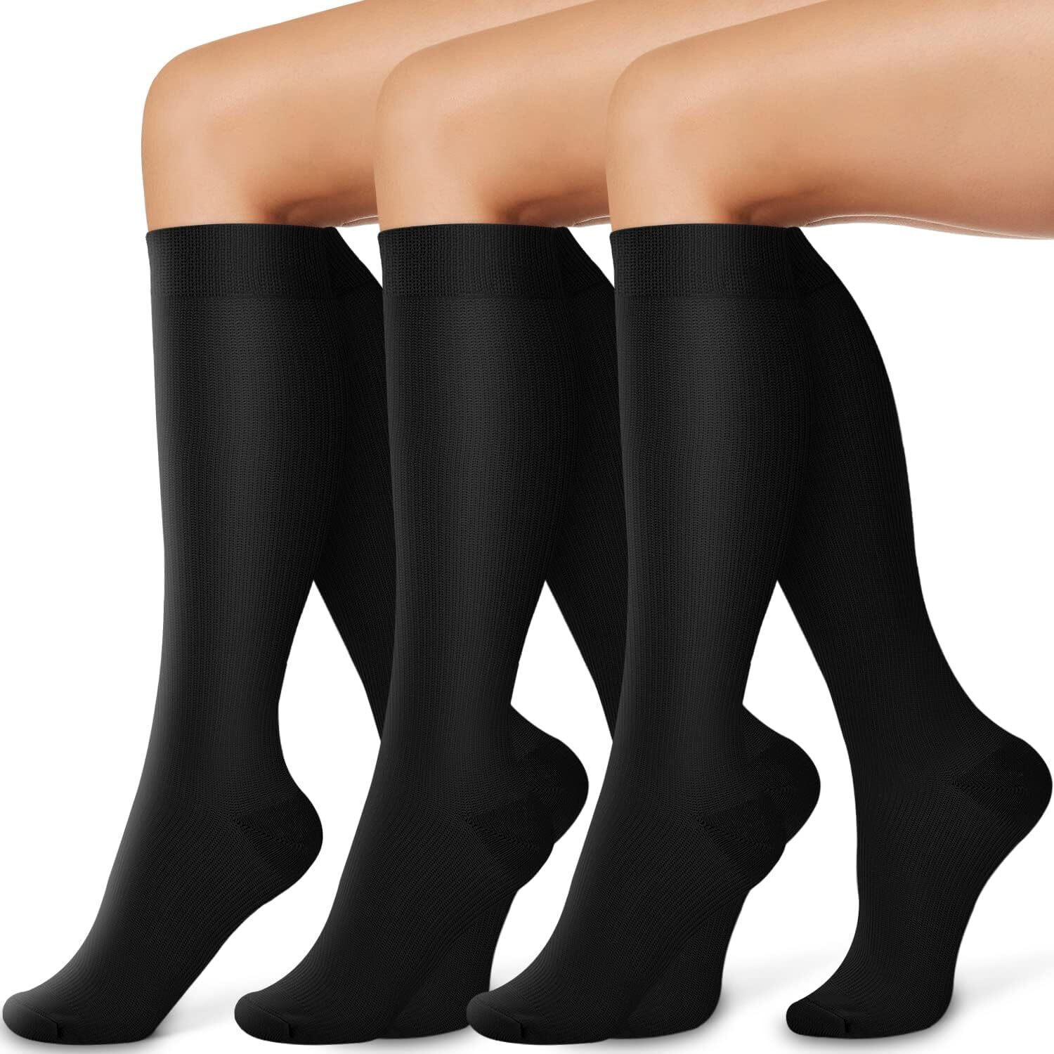 3 Pair Copper Compression Socks Medical 20-30mmHg Graduated Support Mens Womens