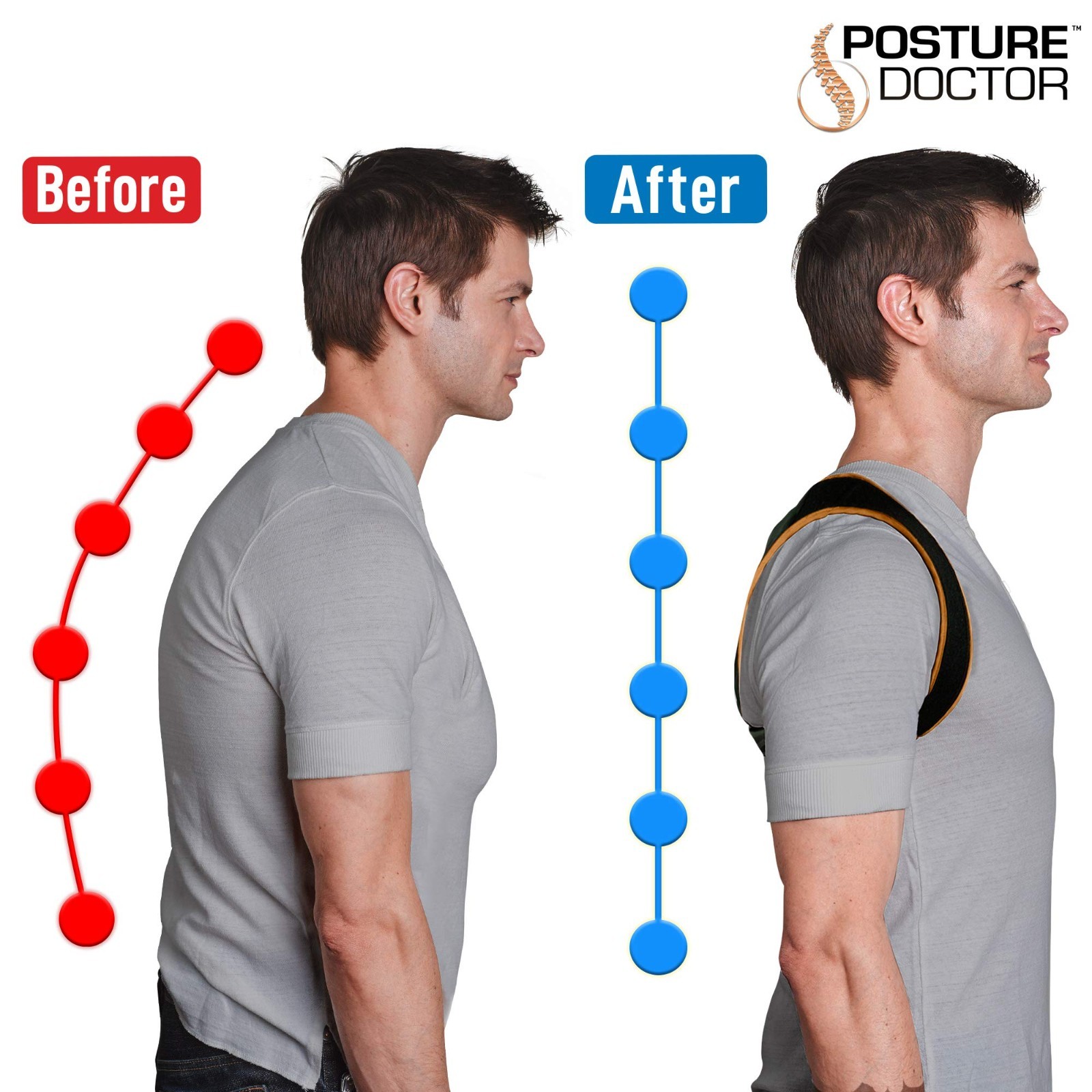 Ontel Posture Doctor Corrector Back Support Brace Adjustable Unisex One Size