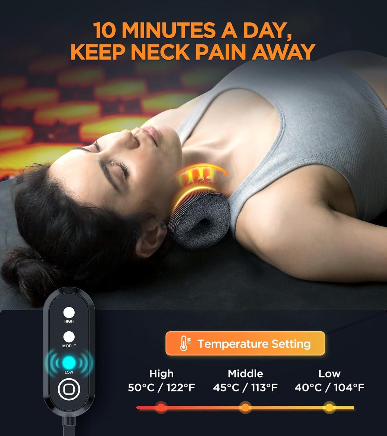 3s Heated Neck Stretcher for Neck Pain Relief, Graphene Heating Pad Neck Cloud